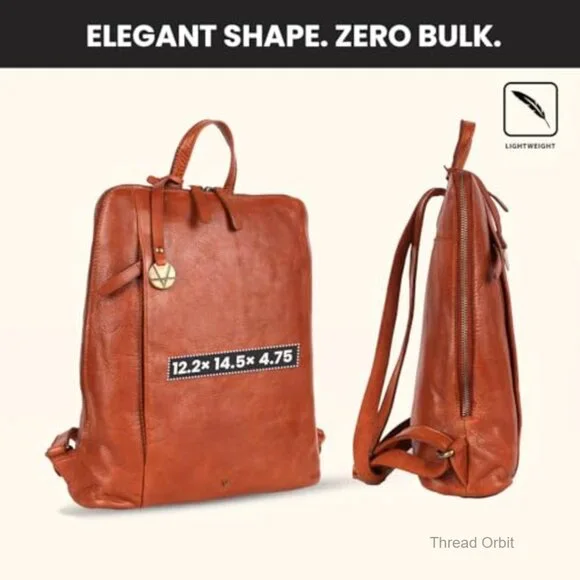 Genuine Leather Backpack Daypack Adjustable Strap 12.5 Inch